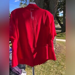 Red-peplum blouse, plus size, preowned, excellent condition.